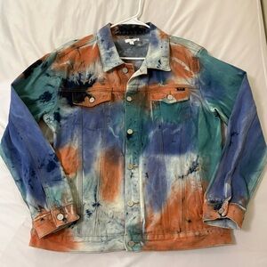 DOPE Multicolor Diwali Tie-Dye Denim Jacket in Orange, Blue, Green